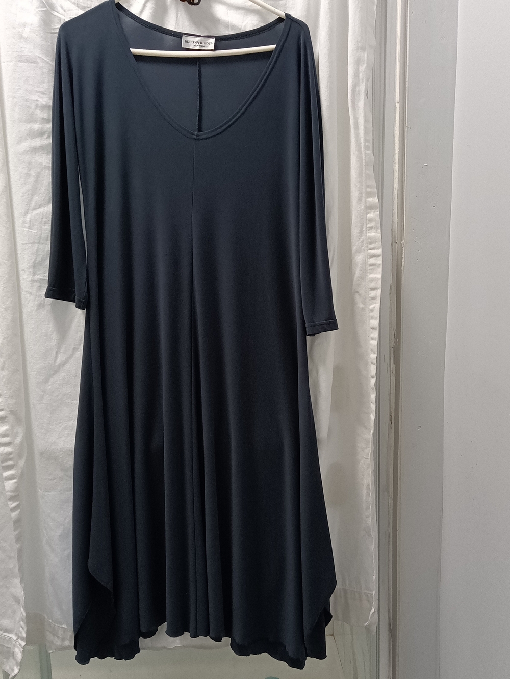 Vintage Bettina Riedel Long Sleeve Swing Dress Size Large Gray
